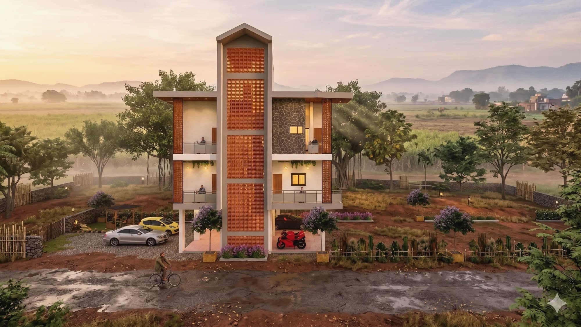 Shirwal Residence — Front View — Dawn