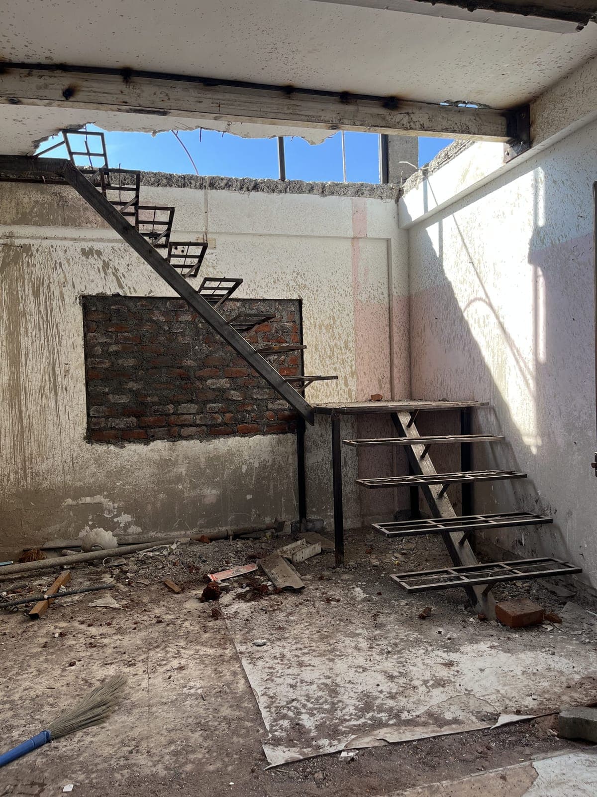 New steel staircase — Padale House, Kalewadi, Pune