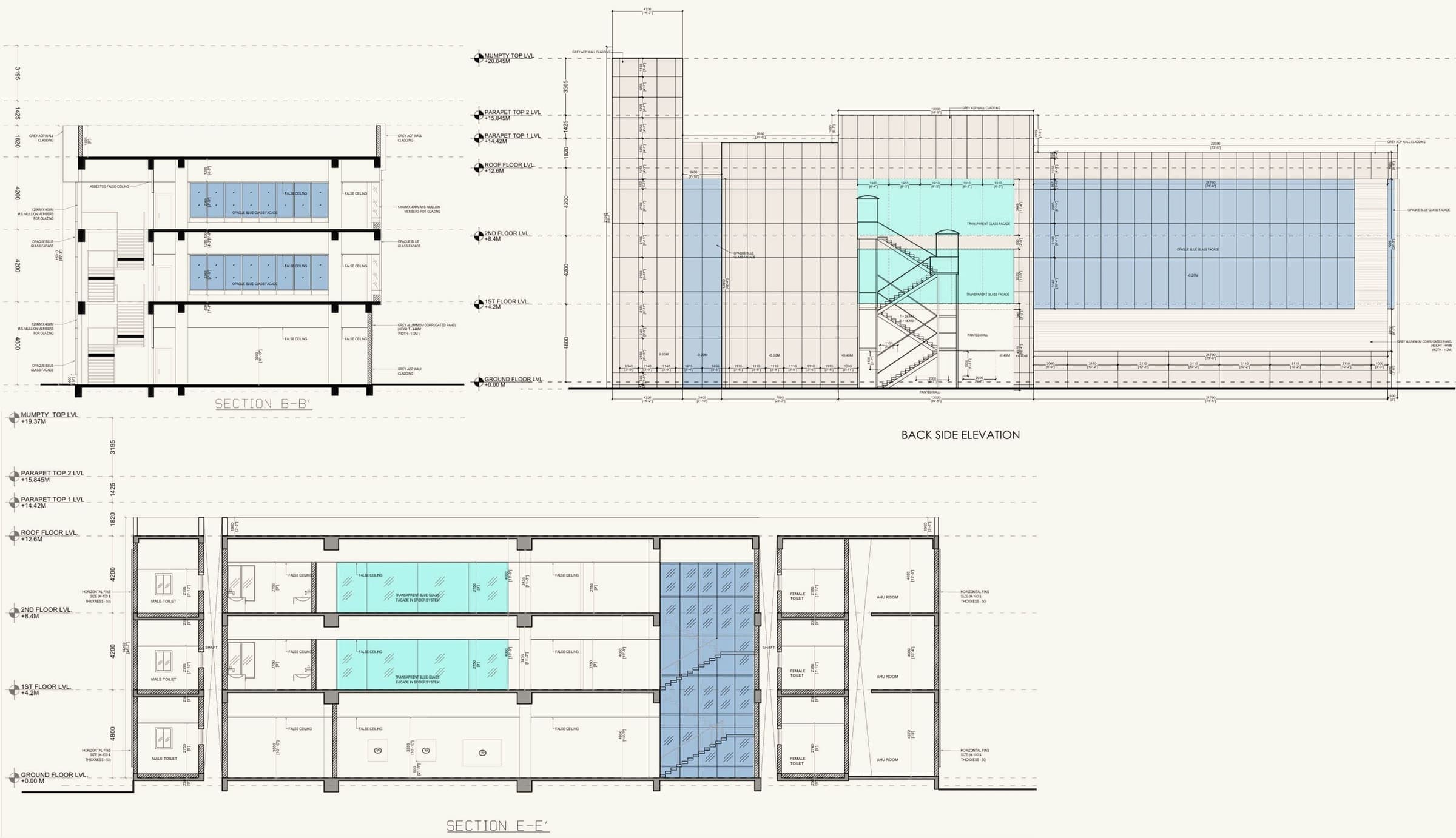 Building sections from as-built documentation, Hinjawadi, Pune