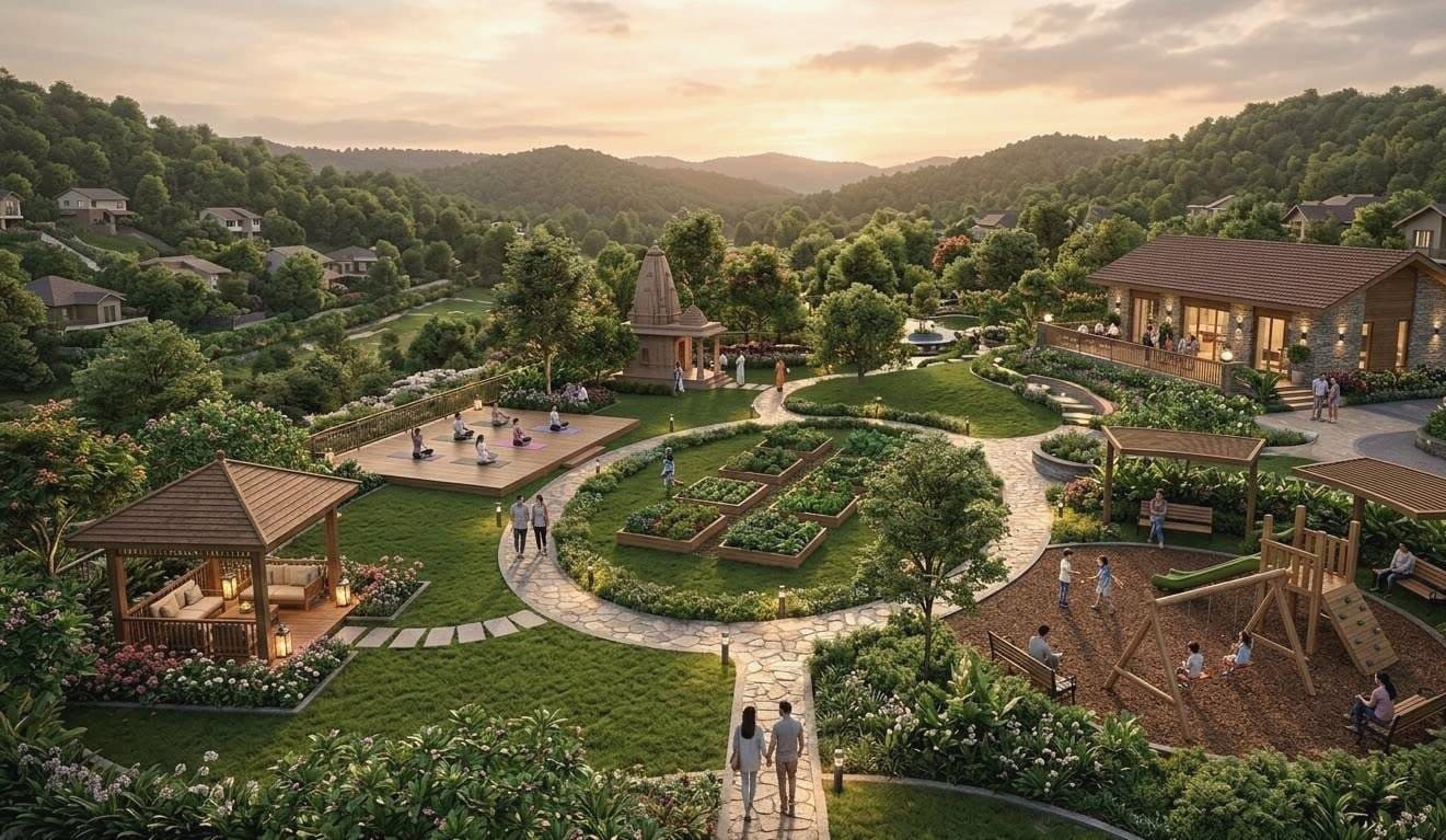 Plotted residential layout with amenities and landscape, Velhe, Pune